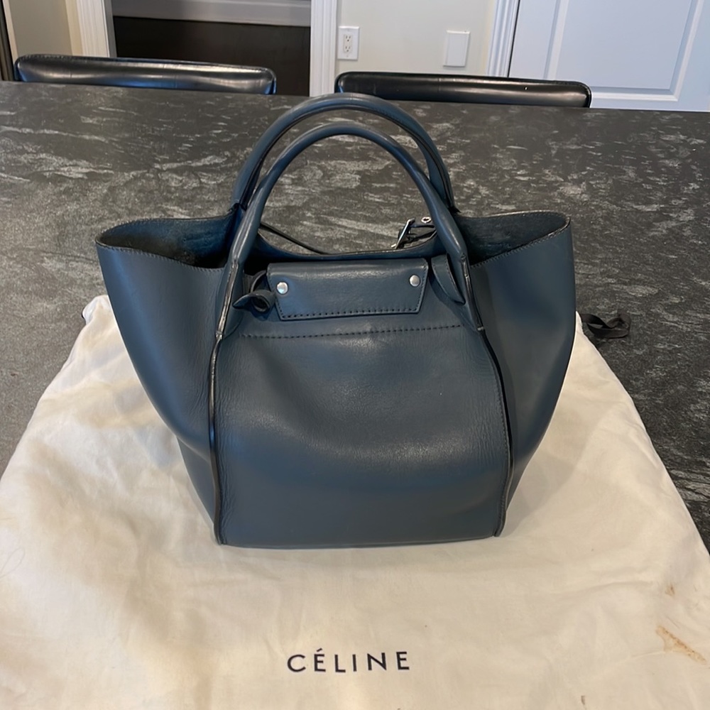 Celine Blue Leather Tote Bag - Picture 2 of 5